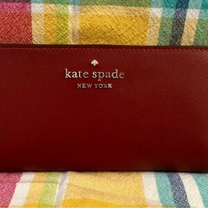 Kate Spade Leather Large Red Wallet with Snap Closure